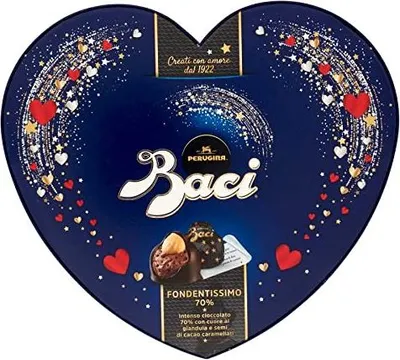 Produktbild von Perugina Baci Cuore Fondentissimo 70% Dunkle Pralinen gefüllt mit Haselnüssen und Kakaobohnen 100g