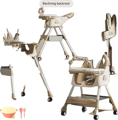 Immagine prodotto di Seggiolone per bambini, schienale regolabile, design pieghevole , Kaki