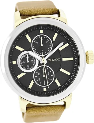 Produktbild von Oozoo Leder Herren Uhr matt Analog Quarzuhr Armband gelb Timepieces D2UOC6065A