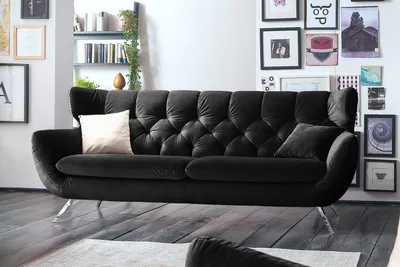 Produktbild von KAWOLA Sofa CHARME 2-Sitzer Velvet schwarz