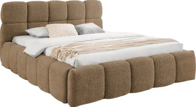 Obrázok produktu pre Kondela Čalúnená manželská posteľ s kovovým roštom Sorena 180x200 cm - svetlohnedá