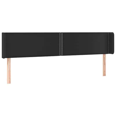 Image de vidaXL Tête de lit avec oreilles Noir 203x16x78/88 cm Similicuir