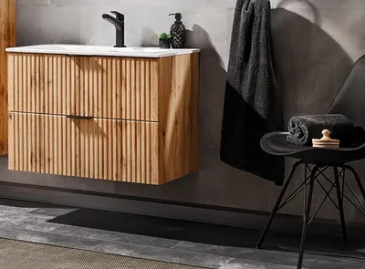 Produktbild von DESIGN Badmöbel Set ADEL EICHE 80 cm LED SOFT-CLOSE MONTIERT Waschtisch