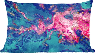 Produktbild von MuchoWow® Zierkissen Sofakissen Wohnzimmer Dekokissen 60x40 cm Marmor - Farbe - Rosa - Blau - Kopfkissen - Polster mit Foto
