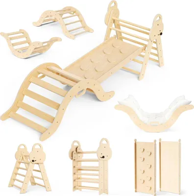 Immagine prodotto di Kit da arrampicata per bambini, scivolo regolabile, diverse configurazioni di gioco, colore: bianco