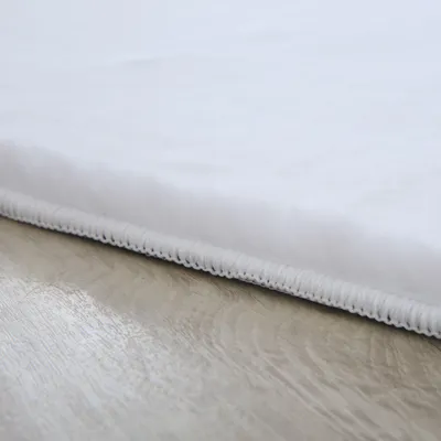 Produktbild von Villa Möbel Pouico moderner Wohnzimmer-Teppich, Fell-Teppich, Plüsch, Einfarbig, Farbe:Weiß, Grösse:160 cm Rund