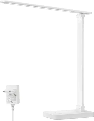 Zdjęcie produktu dla Lampa biurkowa LED - lampka stołowa z regulacją jasności - idealna do czytania, pracy i nauki - ochrona wzroku, bez migotania - 655 lumenów - biała