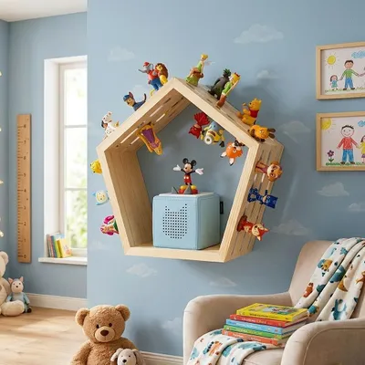 Immagine prodotto di Scaffale Baby Vivo per Toniebox con supporto magnetico per oltre 68 Tonies - pentagono