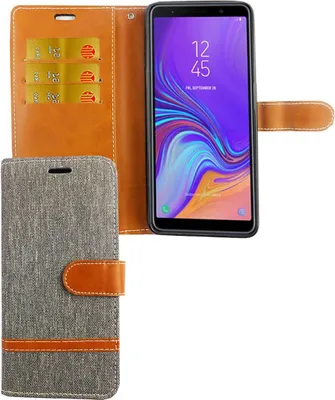 Produktbild von Tasche für Samsung Galaxy A9 2018 Jeans Cover Handy Schutz Hülle Case Grau
