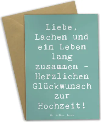 Produktbild von Mr. & Mrs. Panda Grußkarte Spruch Hochzeit Liebe Lachen - Meeresbrise - Geschenk, Herzlichen Glückwunsch, Klappkarte, Brautpaar, Hochzeitskarte, Leben lang zusammen, Ehe