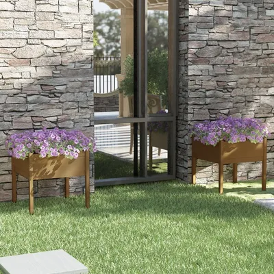 Zdjęcie produktu dla Maison Exclusive – donice ogrodowe, 2 szt., kolor miodowy, 70 x 70 x 70 cm, lite drewno sosnowe
