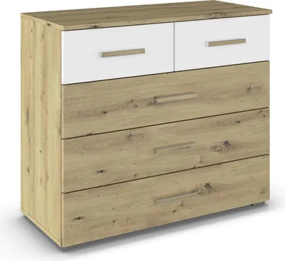 Produktbild von Schubkastenkommode >Mosbach< in Eiche Artisan / alpinweiß - 80x81x42 (BxHxT)