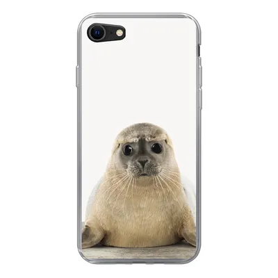Produktbild von MuchoWow® Handyhülle Schutzhülle Hülle für iPhone 7 Robbe - Tiere - Kinder - Jungen - Mädchen - Kinder Silikon Softcase Handy Hülle - Kartenhalter