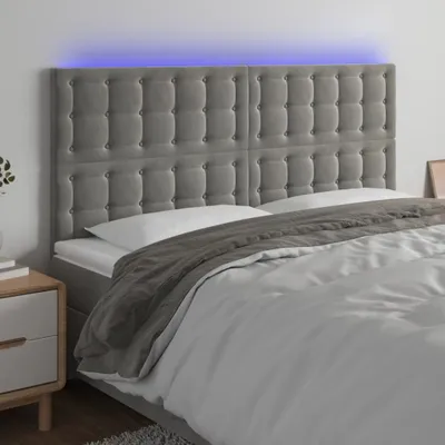 Produktbild von The Living Store LED Kopfteil Hellgrau 200x5x118/128 cm Samt