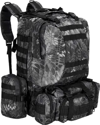 Obrázek produktu pro Turistická brašna/batoh, Springos, survival model, 4 v 1, nepromokavá, 50 L, maskáčová, šedá, 50x40x50 cm