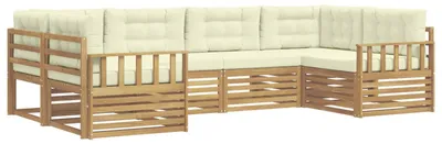 Produktbild von vidaXL Outdoor-Sofagarnitur mit Kissen 6 pcs Weiß und Creme