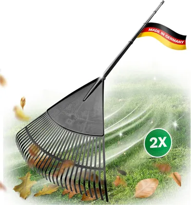 Immagine prodotto di Spazzola per foglie - Spazzola da giardino - Rastrello per prato - Rastrello - Spazzola per giardinaggio - Set da 3 pezzi con larghezza di lavoro di 75 cm