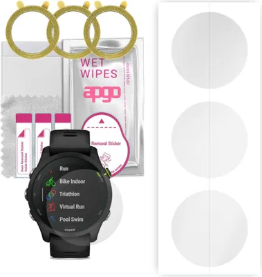 Produktbild von apgo 3 Stück Schutzfolie, klar, kompatibel mit Garmin Forerunner 255 Music Smartwatch, Hydrogel Displayschutzfolie mit Positionierhilfe, Displayfolie, robust und kratzfest