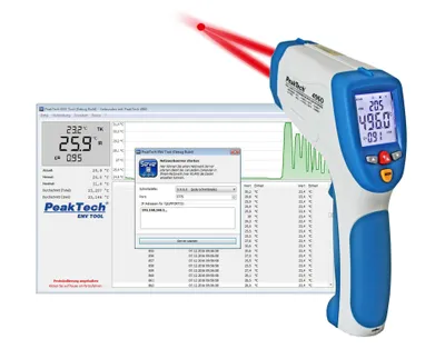Immagine prodotto di PeakTech P 4960 - Termometro a infrarossi ~ -50 É +1200¡C ~ 50:1 ~ con interfaccia USB e Type-K