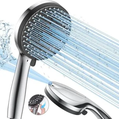 Produktbild von VOXON Hochdruck Duschkopf mit 10 Strahlarten, Brausekopf Dusche Wassersparend, Duschkopf Druckerhöhend, Shower Head Hoher Wasserdruck Starker Strahl für Reinigung von Badewanne, Fliesen, Haustieren