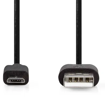 Image de Câble USB | USB 2.0 | USB-A mâle | USB Micro-B mâle | 10 W | 480 Mbps | Nickelé | 0.50 m | Rond | PVC | Noir | Etiquette