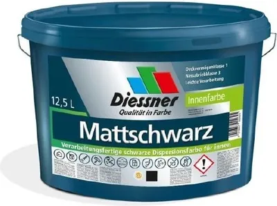 Produktbild von Diessner Mattschwarz Dispersionsfarbe 12,5 Liter