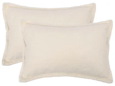 Productafbeelding van vidaXL Kussenhoezen, 2 stuks, houtlook, crème, 50 x 70 cm, bouclé