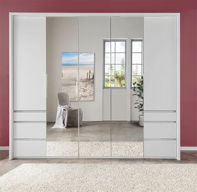 Immagine prodotto di Wimex Everly armadio ad ante pieghevoli/cerniere 250 cm armadio bianco specchio 3 ante