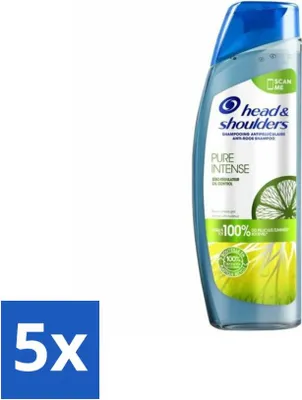 Zdjęcie produktu dla Head & Shoulders – Szampon przeciwłupieżowy – Pure Intense – Regulujący wydzielanie sebum – 250 ml – Opakowanie ekonomiczne – 5 sztuk