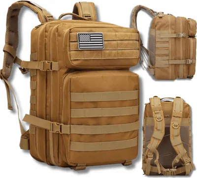 Obrázek produktu pro OMNA | Taktický batoh 45L KHAKI - Uni, systém MOLLE - Ideální pro outdoorová dobrodružství