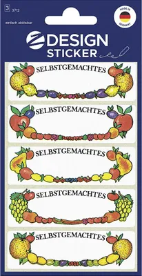 Image de AVERY ZWECKFORM Küchen Aufkleber, Papier, Obstrahmen, bunt, 15 Aufkleber 10 Stück Verkaufseinheit 662531 4004182037126