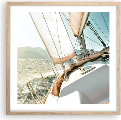 Produktbild von Gerahmtes Poster - Rahmen in heller Eiche - Yacht Segeln So - 50x50 cm - Wand Bild - Wanddeko - Wandbilder - Kunstposter - Wandposter - Bilderrahmen - Bilder - Kunstdruck - P2NAC50x50-4847