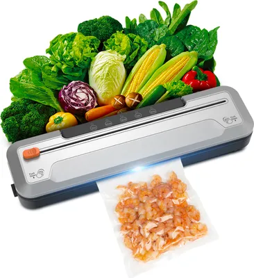 Obrázek produktu pro Vakuová svářečka, sací výkon 55 kPa, automatická vakuová svářečka potravin s externím řezacím zařízením, 10 sáčků, suché a vlhké těsnění, vakuové režimy pro všechny ekonomické potřeby
