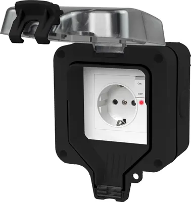 Produktbild von IP66 Steckdosen Aufputz Schwarz Wandsteckdose Gartensteckdose Außensteckdose Outdoor mit Schalter