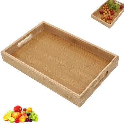 Productafbeelding van Famanu serveerplank met handgrepen - Ideaal voor ontbijt en thee - 1 stuk - 38 x 25 x 4 cm