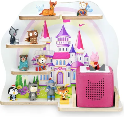 Produktbild von stadtecken® Holzregal für Toniebox & ca. 35 Tonies | Märchenschloss Design, schmaler Boden | Perfekt fürs Kinderzimmer | Zum Aufstellen oder Aufhängen