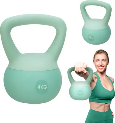 Produktbild von Gymtek® Weiche Kettlebell Hantel - 4kg Gewicht - Kugelhantel, Schwunghantel, Kugelgewicht für Home Gym, Fitness, Pilates, Krafttraining