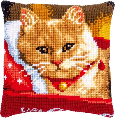 Produktbild von Vervaco Kreuzstichkissen "Katze", Stickbild vorgezeichnet, 40x40cm