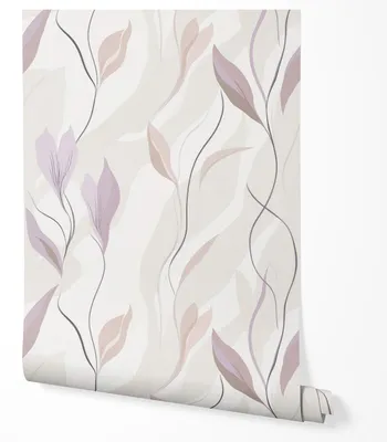 Produktbild von Selbstklebende Tapete Möbelfolie Blätter Pastell Beige Rosa Lila Modern Floral Tapete Wohnzimmer Schlafzimmer Flur Elegant Abwaschbar 2,5m x 0,5m