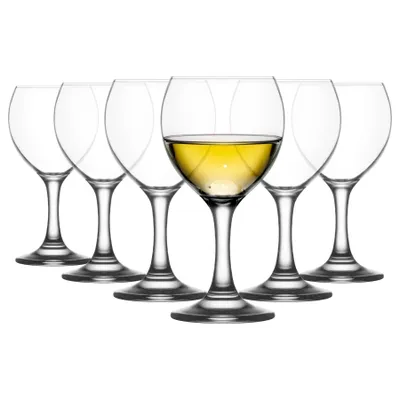 Produktbild von 6x 210ml Misket Weißweingläser - Klein Spülmaschinenfest Glas Hochzeit Weihnachten Geburtstag Party Trinken Glaswaren Kelch Geschenkset - Von LAV