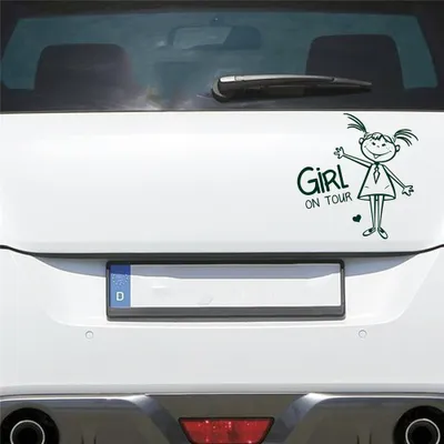 Produktbild von Auto Aufkleber MÄDCHEN an Bord on Tour Board 15x16 cm Dunkelgrün Sticker Heckscheibenaufkleber