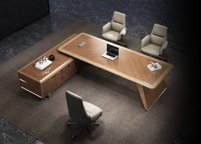 Produktbild von Eckschreibtisch in Braun, modernes Design, robust und funktional.