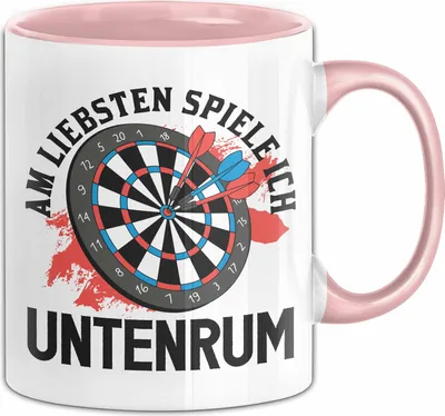 Produktbild von Darts Tasse Geschenk Am Liebsten Spiele Ich Untenrum (Rosa)