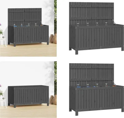 Produktbild von vidaXL Gartentruhe Grau 121x55x64 cm Massivholz Kiefer - Gartentruhe - Gartentruhen - Gartenbox - Garten Aufbewahrungsbox