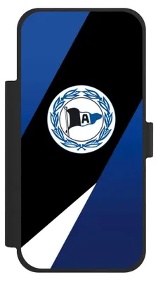 Produktbild von NIVOCASE Klapphülle für Apple iPhone 17 Pro Max  Handyhülle aus Kunst Leder NIVOflip schwarz Arminia Bielefeld DSC Offizielles Lizenzprodukt