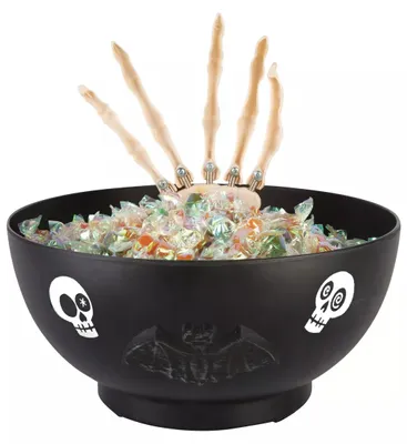 Produktbild von Scarry Bonbonschüssel mit sich bewegender Skeleton Hand, KI-generiertes Bild