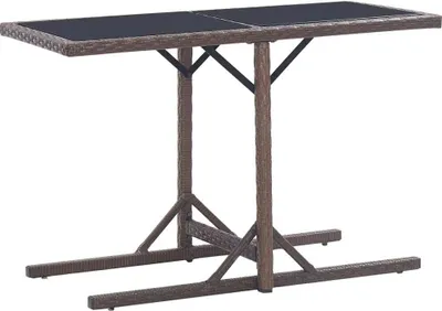 Produktbild von Gartentisch Braun 110×53×72 cm Glas und Poly Rattan