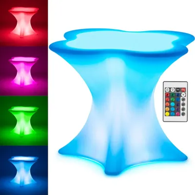 Zdjęcie produktu dla Stolik Barowy Klubowy Podświetlany Rgbw Led 80 X 80 X 110 Cm