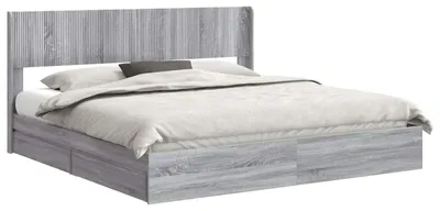 Image de vidaXL : Ensemble de lit avec espace de rangement et tête de lit, 2 pièces, en panneaux de particules