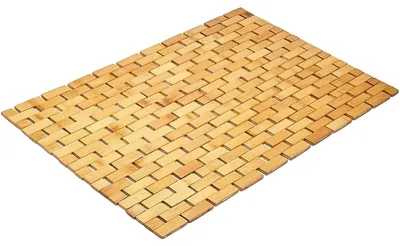 Zdjęcie produktu dla Mata łazienkowa, 100% naturalnego, wodoodpornego bambusa, długość 80 cm, szerokość 50 cm, antypoślizgowe gumowe podkładki, szybkoschnąca